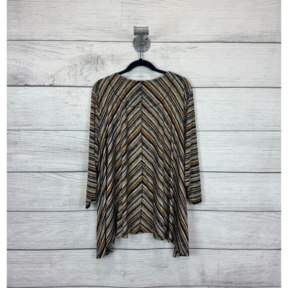 Multiples Plus Size Fall Striped Black Yellow Blouse Size 3X - Picture 6 of 6